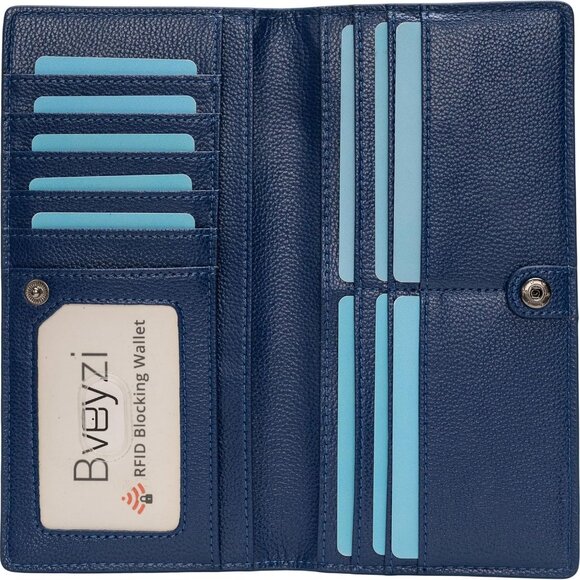 Leather RFID Wallet Slim Bifold Clutch for Women with Card & ID Slots - Picture 1 of 6